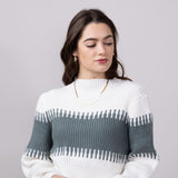 Miracle Stripe Key Sweater for Women in Ivory Sage