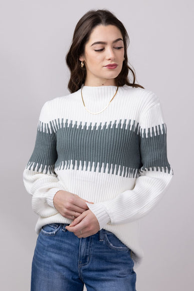 Miracle Stripe Key Sweater for Women in Ivory Sage