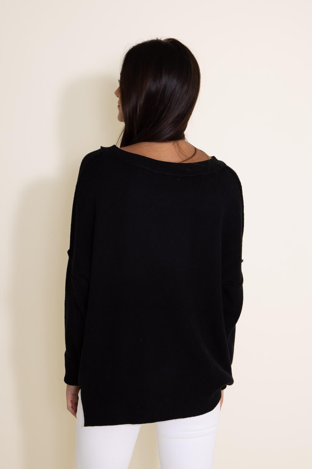 Miracle Clothing Knit American Flag Sweater for Women in Black