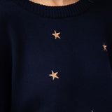 Miracle Embroidered Star Sweater for Women in Navy