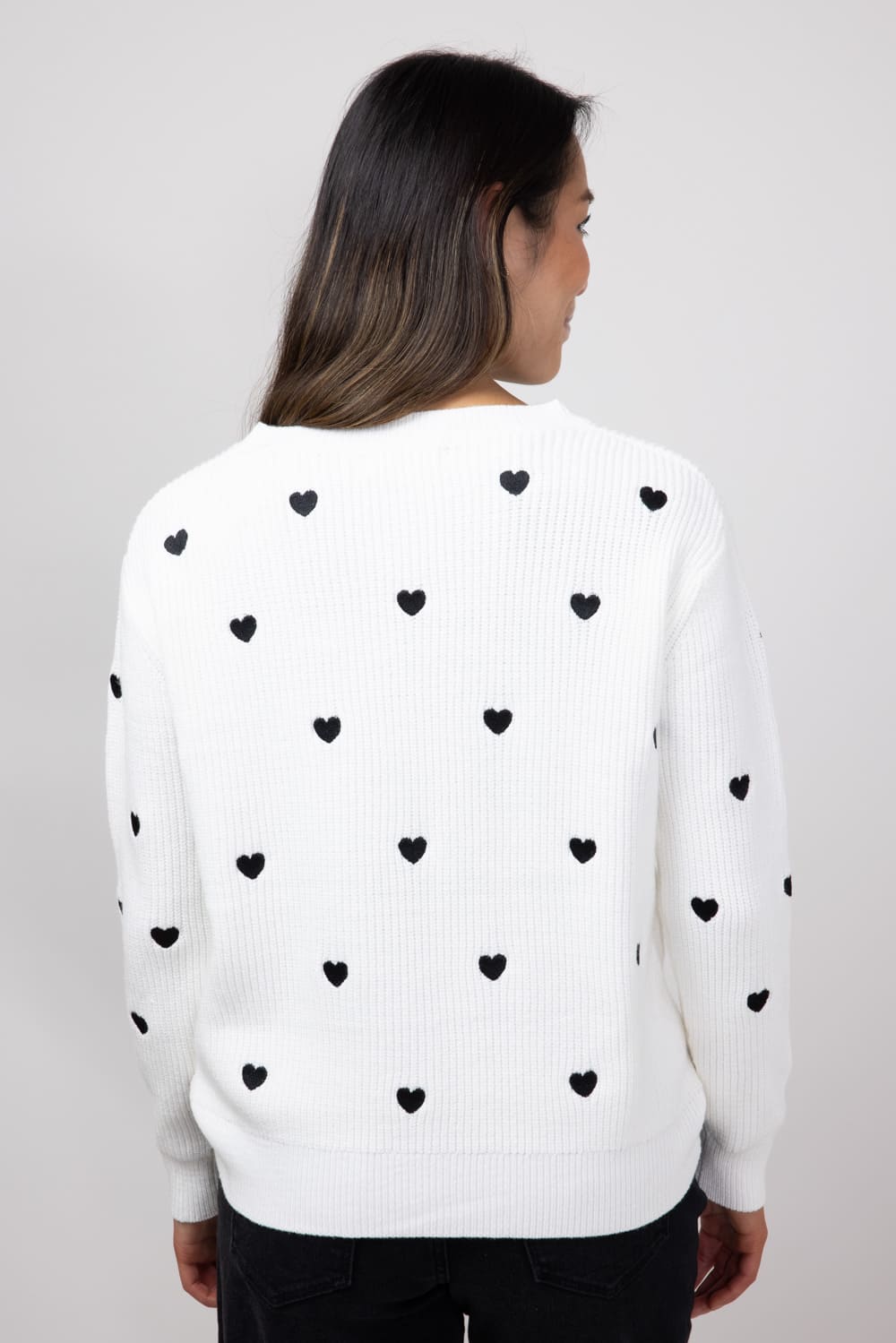 Miracle Heart Sweater for Women in Ivory/Black