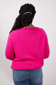 Miracle Textured Heart Sweater for Women in Hot Pink/Red