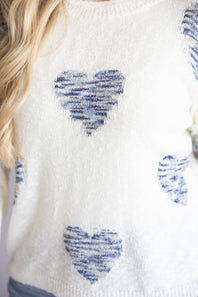 Miracle Tie Dye Heart Sweater for Women in Ivory Multi