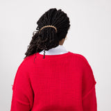 Miracle Waffle Cable Knit Sweater for Women in Red