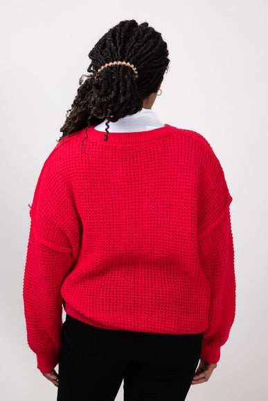 Miracle Waffle Cable Knit Sweater for Women in Red
