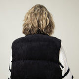 Corduroy Puffer Vest for Women in Black