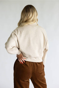 Moa Moa Cropped Mock Neck Pullover for Women in Oat