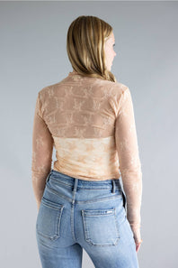 Mock Neck Lace Layering Top for Women in Blush Pink