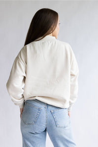 More Espresso Chenille Patch Fleece Mockneck for Women in Beige