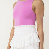 Mustard Seed Smocked Waist Ruffled Skort for Women in White