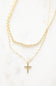 Double Layer Cross Necklace Set in Gold