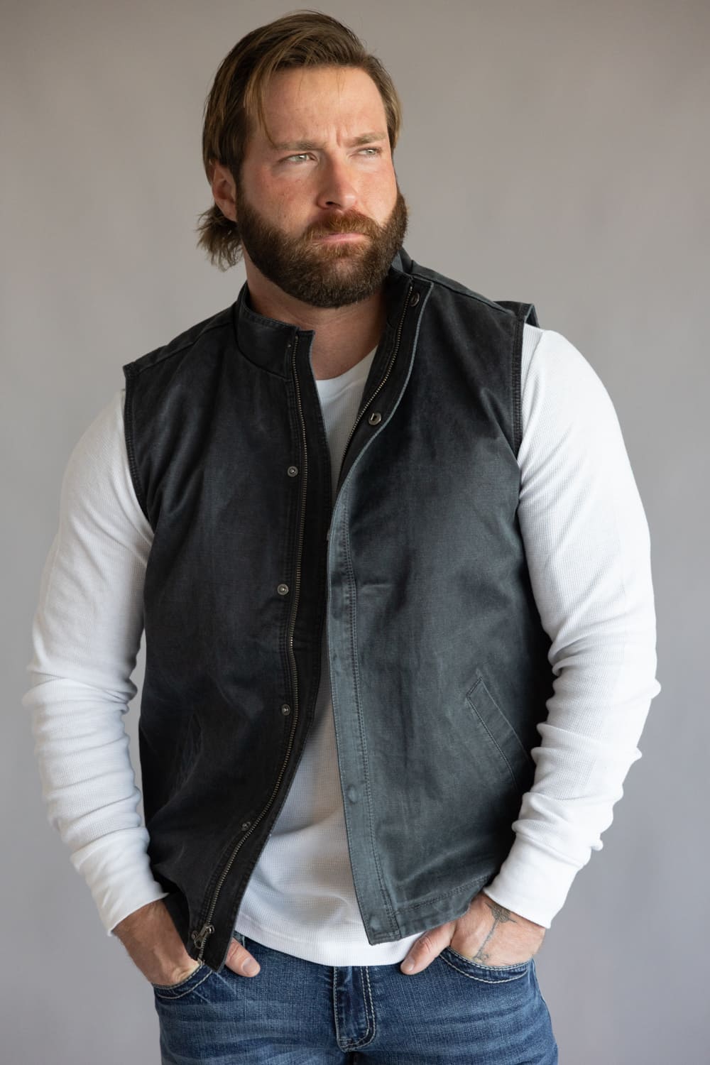 North River Cotton Suede Vest for Men in Gunmetal