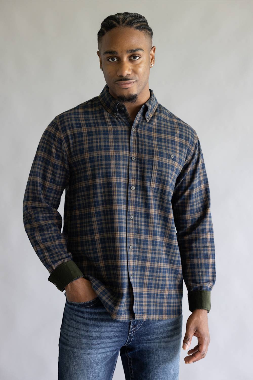North River Brushed Cotton Shirt for Men in Olive | NRM6500-OLIVENIGHT