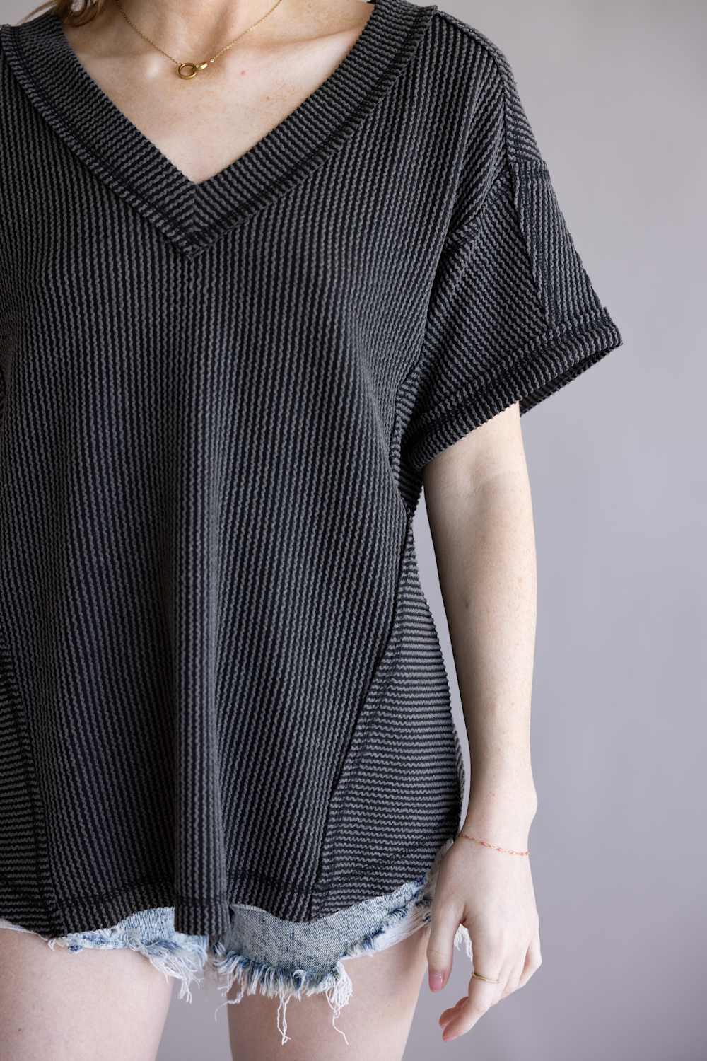 Urban Rib Top for Women in Charcoal