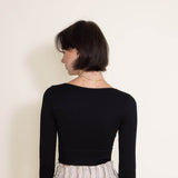 NikiBiki Long Sleeve Ribbed Brami for Women in Black