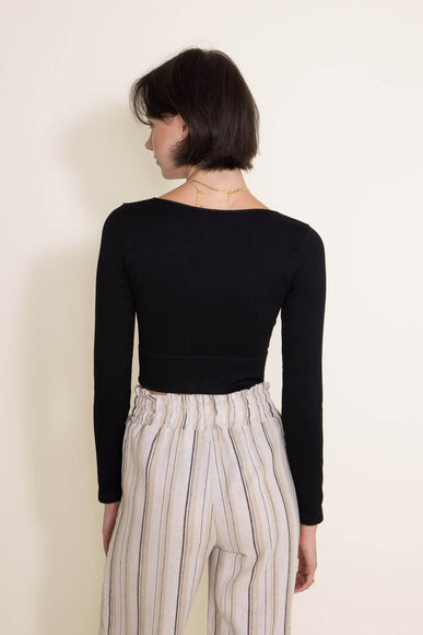 NikiBiki Long Sleeve Ribbed Brami for Women in Black