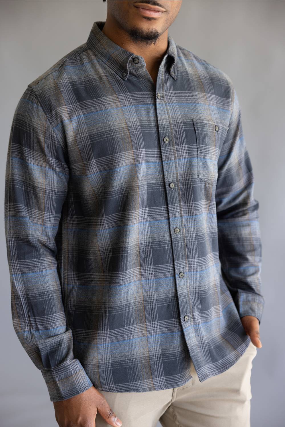 North River Brushed Cotton Shirt for Men in Cloudburst