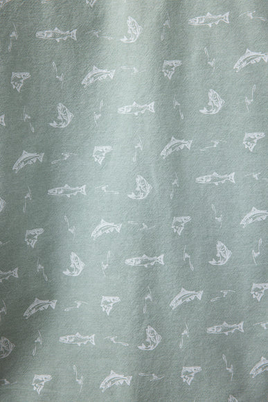 North River Chambray Fish Print Button Shirt for Men in Basil