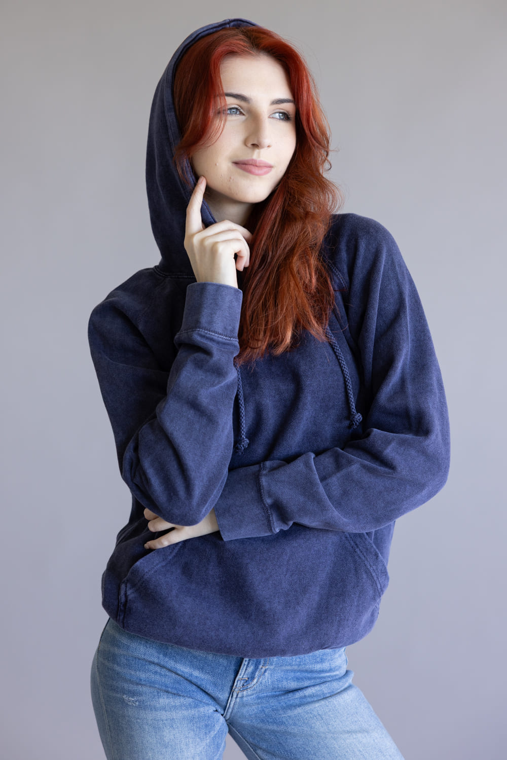 Unisex Mineral Wash Hoodie in Navy Blue | 709MW-DENIM – Glik's