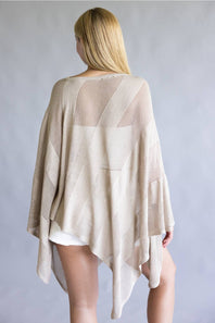 Open Knit Poncho for Women in Taupe