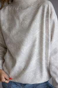 Oversized Camo Mock Neck Sweatshirt for Women in Beige Camo