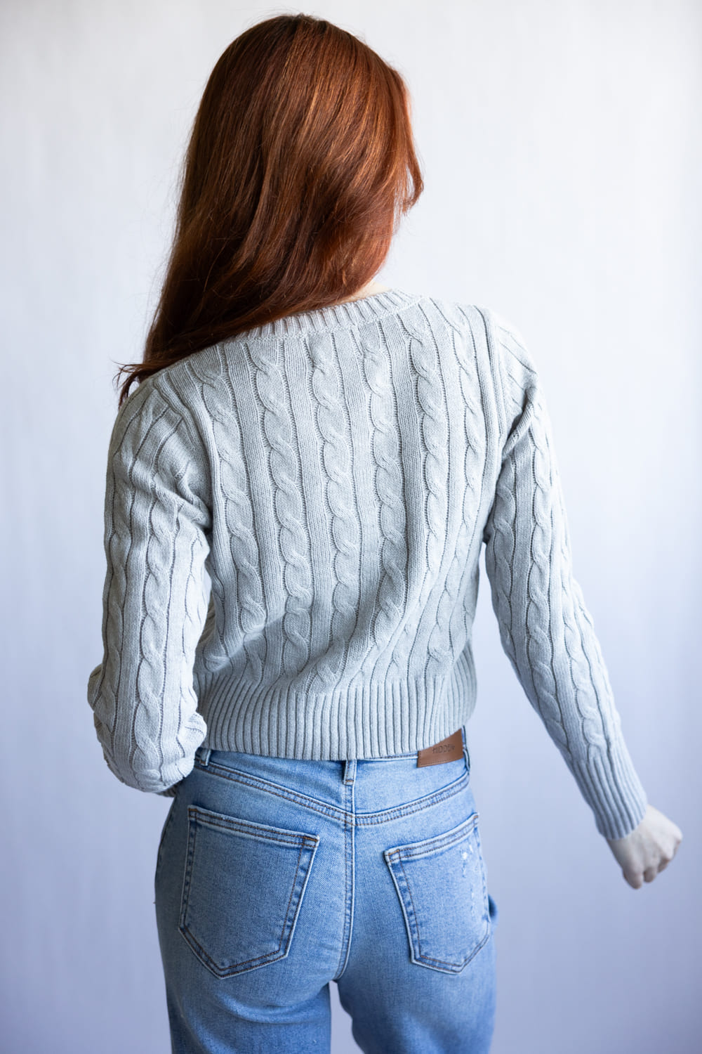 Button Front Cardigan for Women in Light Heather Grey