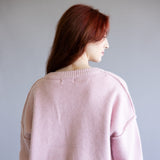 Santa Embroidered Sweatshirt for Women in Pink
