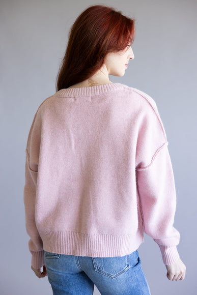 Santa Embroidered Sweatshirt for Women in Pink