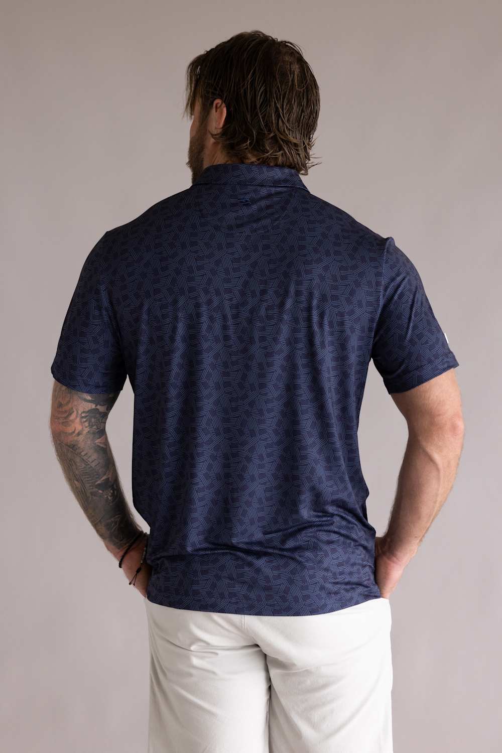 Burlebo Performance Polo for Men in Stars and Stripes Navy