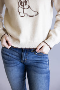 Cowboy Boot Sweater for Women in Brown