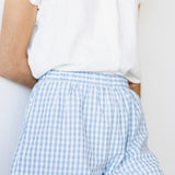 Plaid Boxer Lounge Shorts for Women in Blue