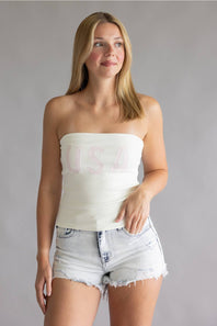 USA Double Layer Tube Top for Women in White