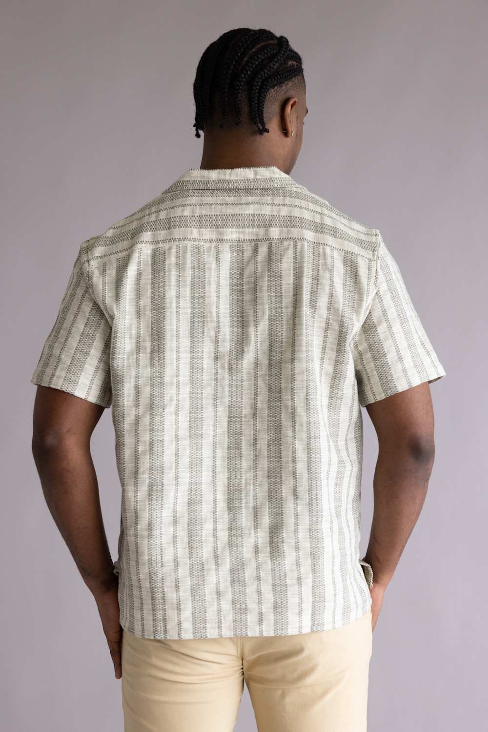 Woven Resort Button Up Shirt for Men in Sage
