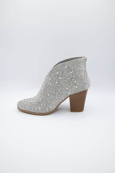 Pierre Dumas Ryder Rhinestone Ankle Cowboy Booties for Women in Silver