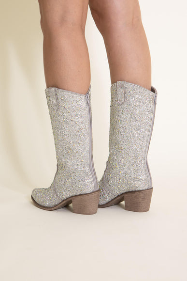 Pierre Dumas Wilder Rhinestone Cowboy Boots for Women in Silver