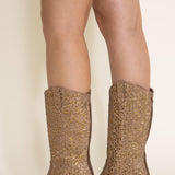 Pierre Dumas Wilder Rhinestone Western Boots for Women in Gold