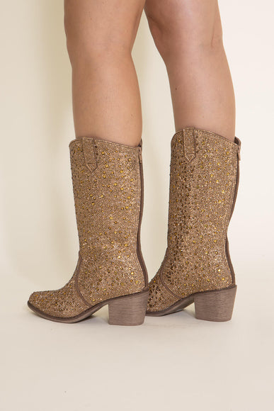 Pierre Dumas Wilder Rhinestone Western Boots for Women in Gold