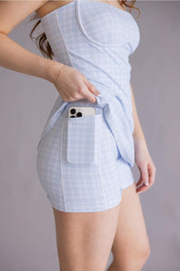 Plaid Sweetheart Tennis Dress for Women in Light Blue