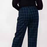 Plaid Trouser Pants for Women in Navy/Green Check