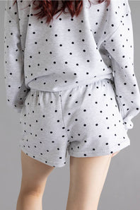 Polka Dot Fleece Shorts for Women in Grey/Black