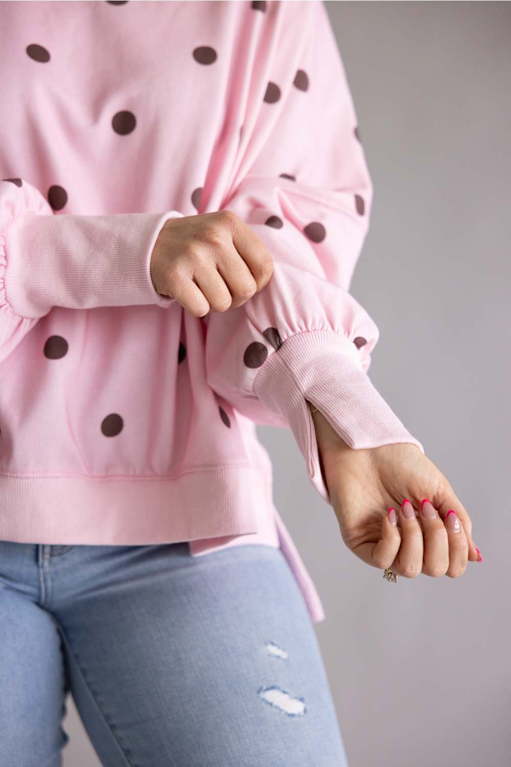 Polka Dot Oversized sweatshirt pink burgundy 