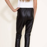 Youth Leather Leggings for Girls in Black