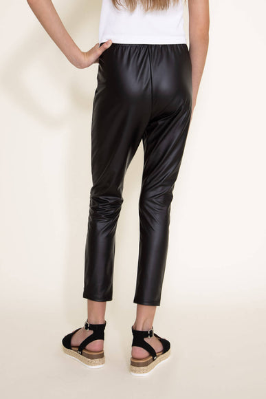 Youth Leather Leggings for Girls in Black