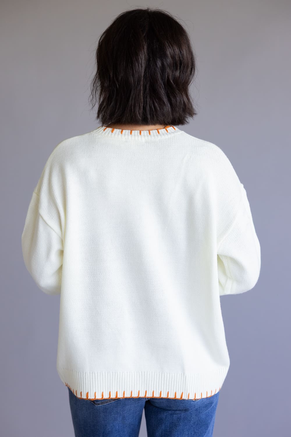 Pumpkin Sweater for Women in Ivory