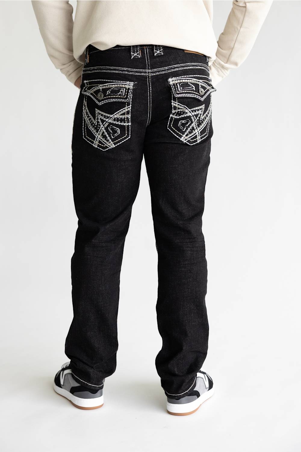 Pure Luck Edge Straight Leg Jeans for Men in Black