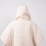 Quilted Puffer Poncho for Women in Tan
