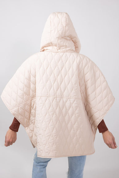 Quilted Puffer Poncho for Women in Tan