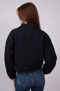 Quilted Puffer Quarter Zip for Women in Black