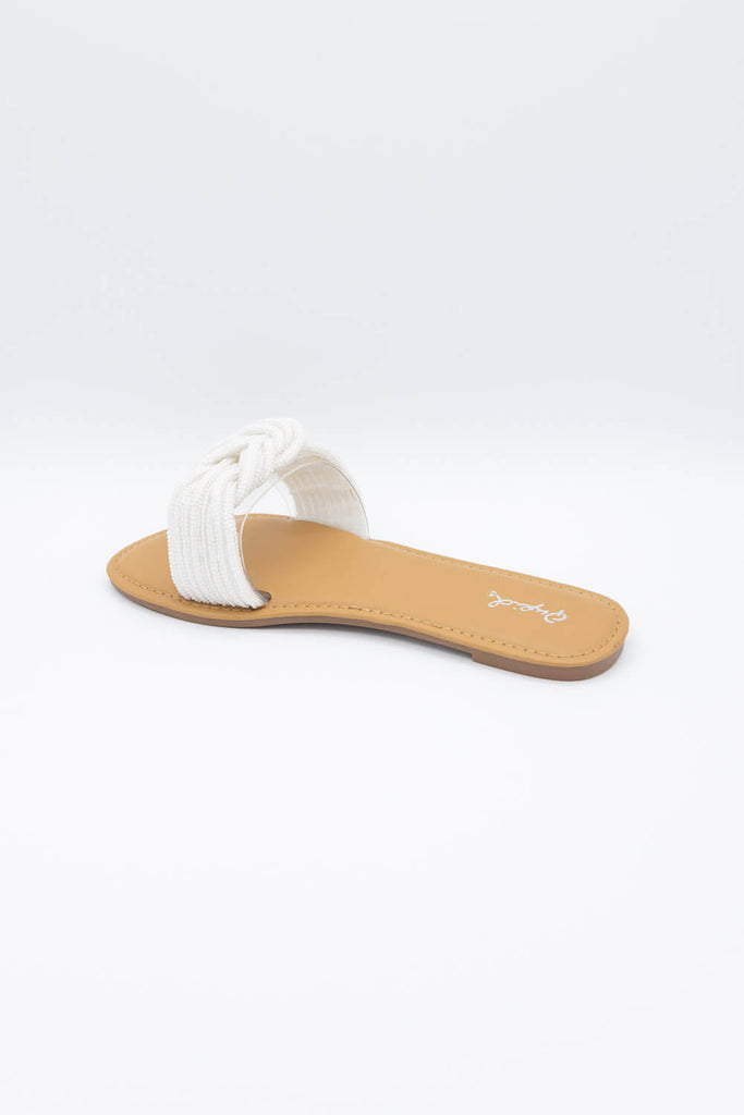 Women Rhinestone & Faux Pearl Decor Flat Sandals, Glamorous Summer Slide  Sandals | SHEIN USA