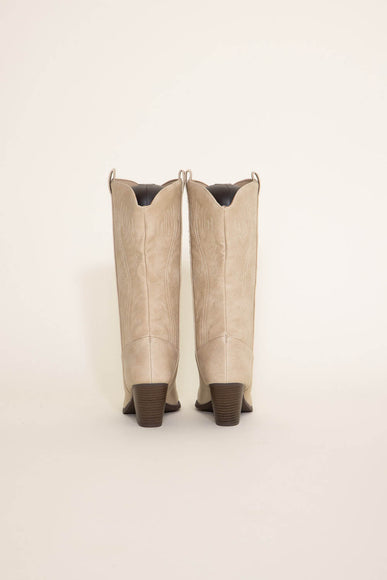 Qupid Shoes Zane Western Cowboy Boots for Women in Stone
